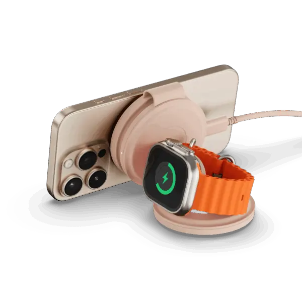 Satechi OntheGo 3-in-1 wireless oplader (15W) - Desert Rose